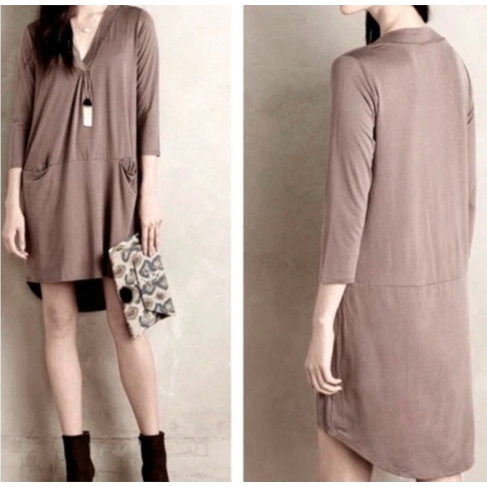 Dolan Left Coast Collection Dress Womens S V Neck 3/4 Sleeve Pocket Lagenlook